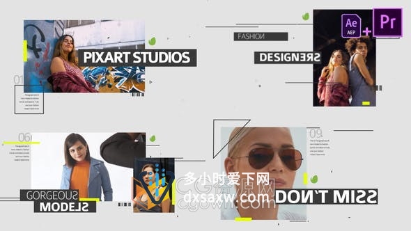 品牌广告时尚魅力期刊指南杂志介绍模特性感购物Vlog视频片头-AE与PR模板