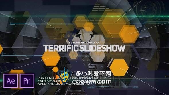 AE与PR模板-嗨科技全息图视差幻灯片软件技术创新介绍宣传片视频
