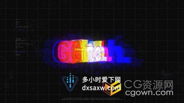 赛博朋克变形Glitch标志Logo标题故障效果技术片头-AE模板