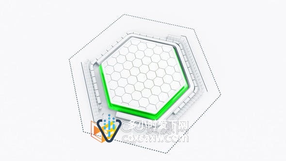 AE模板-三维科技感创意几何六边形蜂窝动画HUD标志LOGO片头