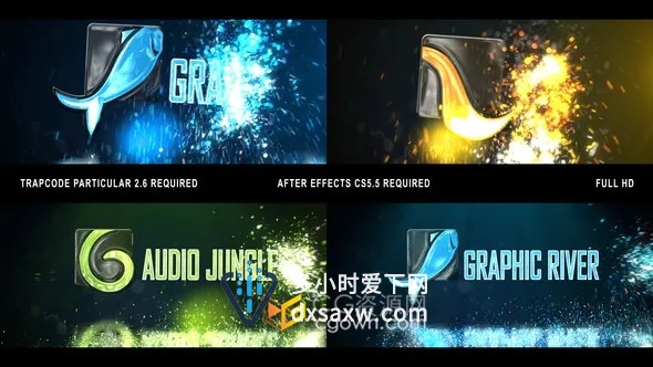 发光雪花粒子特效标志LOGO视频片头动画制作工程-AE模板