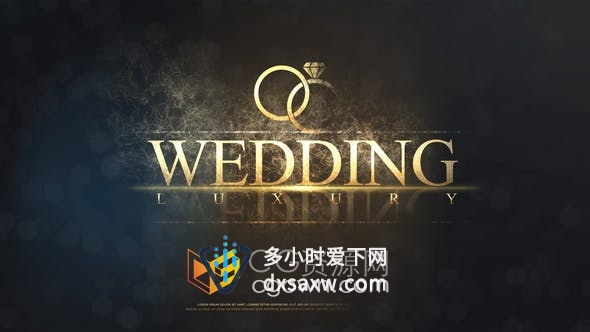 Wedding浪漫婚礼幻灯片金色粒子特效文字动画图片视频-AE模板