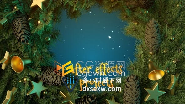 卡通雪花铃铛彩带各种圣诞装饰元素演绎圣诞节新年节日动态贺卡-AE模板
