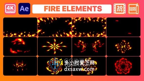 12组火焰元素动画效果叠加效果视频工程-AE模板