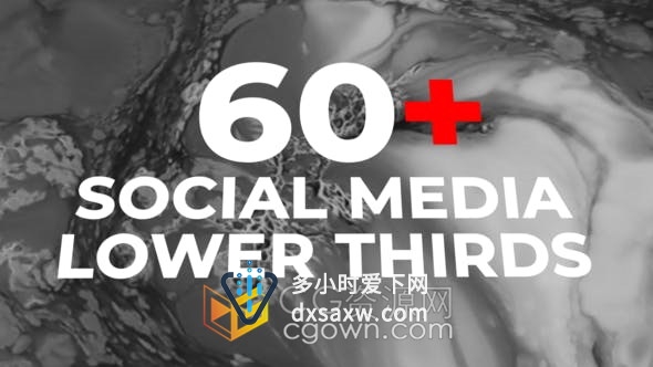 AE模板-60组带LOGO社交媒体图标文字标题视频字幕条动画