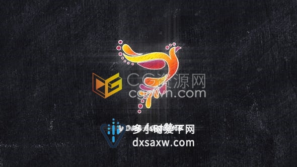 AE模板-儿童绘画培训兴趣班教育品牌LOGO粉笔绘图动画视频片头