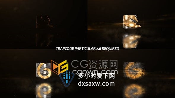 金属LOGO散发金色粒子闪耀光泽宣传视频片头动画-AE模板