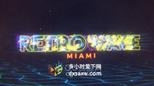 AE模板-复古波浪80年代多彩创意视频片头Retro Wave Intro