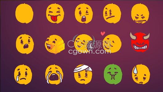 215个表情符号有趣创意手绘元素卡通社交媒体表情动画工具包-AE模板