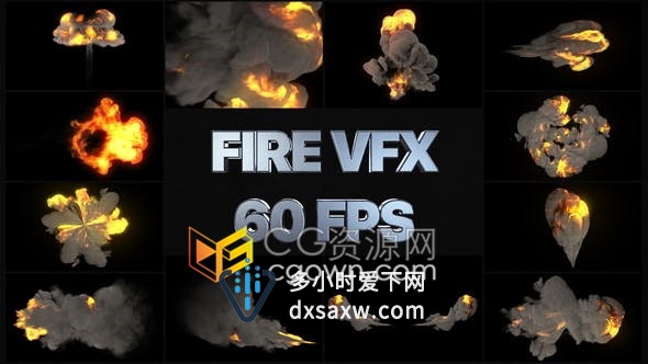 AE模板-12组4K分辨率火焰喷射烟雾动画特效VFX元素系列四