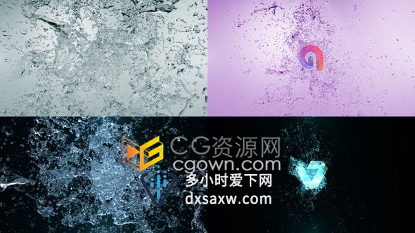 4K水花喷溅动画演绎标志LOGO片头-AE模板