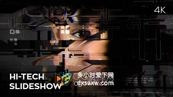 AE模板-高科技幻灯片4K分辨率数字未来派HUD信息图表介绍宣传片视频