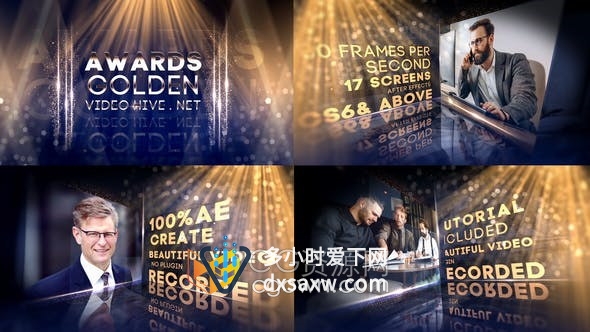 AE模板-颁奖典礼简介颁奖典礼提名金闪烁粒子设计视频Awards Golden