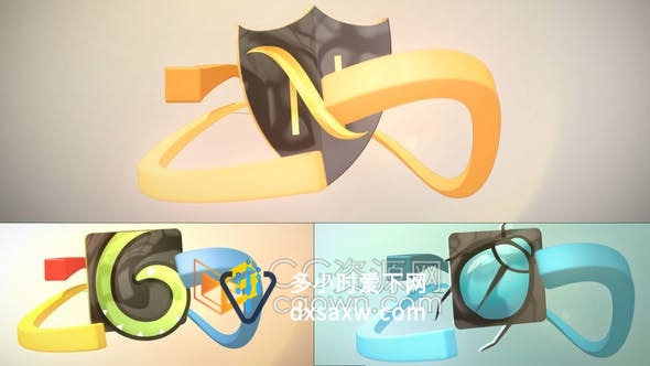 AE模板-3D彩色线条图形围绕标志动画宣传视频片头制作