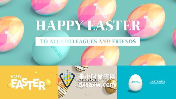 AE模板-Easter Greetings复活节风格设计问候祝贺卡动画视频