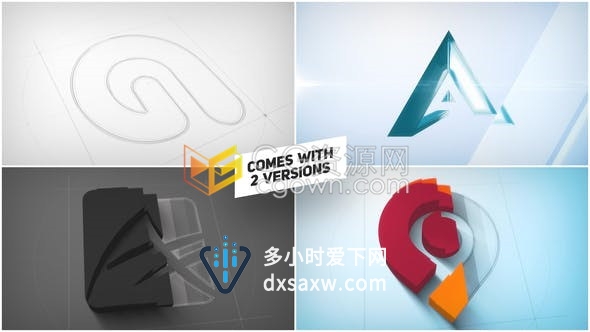 AE模板-3D动画LOGO片头建筑师蓝图明亮挤压标志企业视频片头