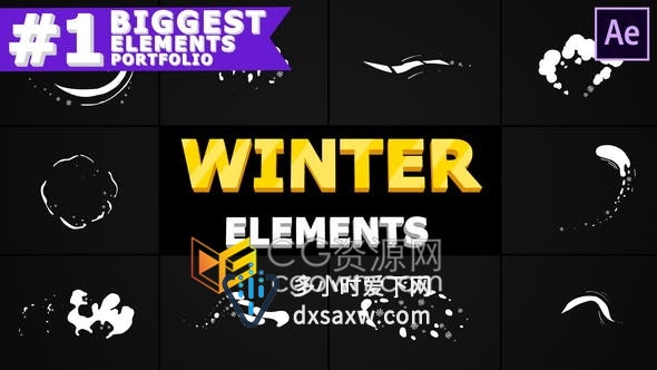 卡通手绘动画雪元素制作圣诞晚会抖音小视频过渡效果-AE模板