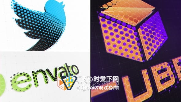 AE模板-六边形遮罩图形动画LOGO演绎视频片头