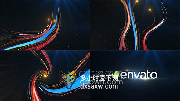 漂亮彩色粒子光束线条螺旋条纹动画企业公司LOGO视频片头-AE模板