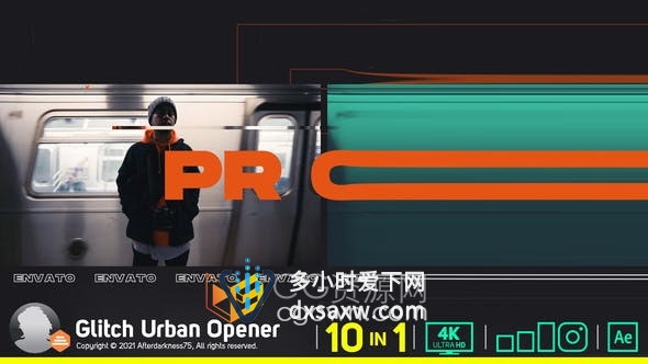 AE模板-动态故障开场视频片头制作Glitch Urban Opener