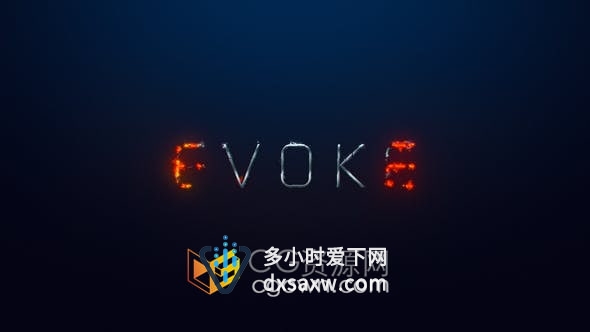 AE模板-燃烧金属标志视频片头Evoke Logo Title Reveal