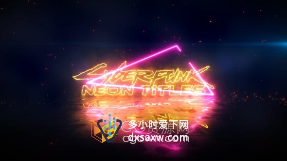 AE模板-赛博朋克霓虹灯标题LOGO视频片头动画制作