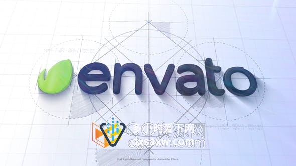 3D建筑蓝图干净素描徽标logo动画-AE模板下载