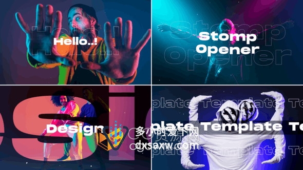 AE模板-时尚踩踏节奏现代创意视频片头Clean Stomp Opener