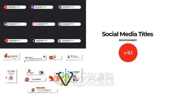 AE模板-社交媒体平台图标文字标题视频字幕Social Media Title