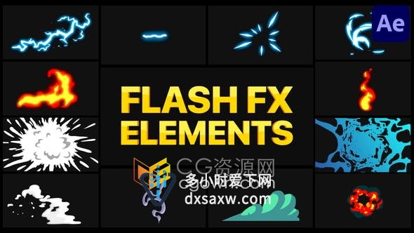 AE模板-12组卡通闪光火焰烟雾图形动画Flash FX Pack 05