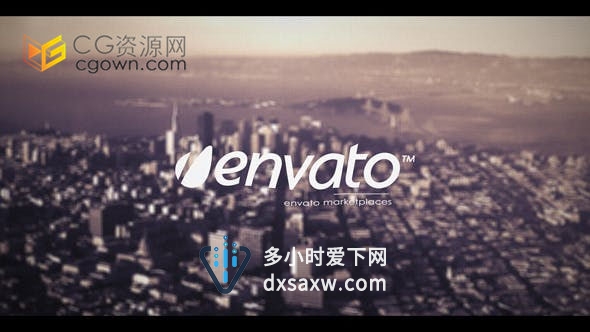 AE模板-简单品牌标志LOGO拼接波浪状定格动画片头