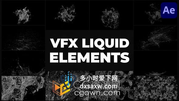 AE模板-水滴飞溅液体效果水体虚拟仿真Liquid VFX