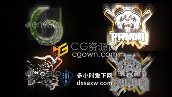 AE模板快速故障灯光闪烁色彩分离动画片头电子科技游戏企业标志开场介绍