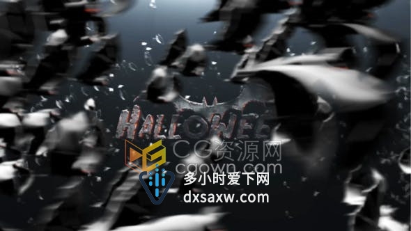 成千上万密集恐怖蝙蝠快速飞过揭示标志LOGO片头动画-AE模板