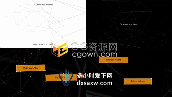 AE模板简单点线连接几何图形三维空间感数字科技领域演示标题动画