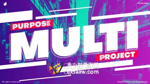 AE模板-夏天运动时尚故障文字动画开场视频片头