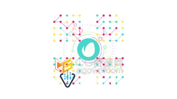 AE模板简单明亮点线图形演绎科技网络公司品牌标志LOGO动画