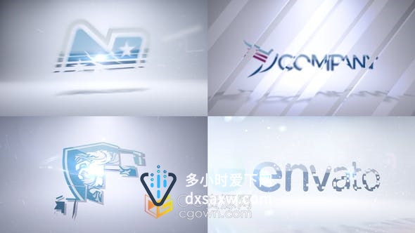 8种不同效果明亮耀斑公司企业LOGO标志动画片头视频-AE模板