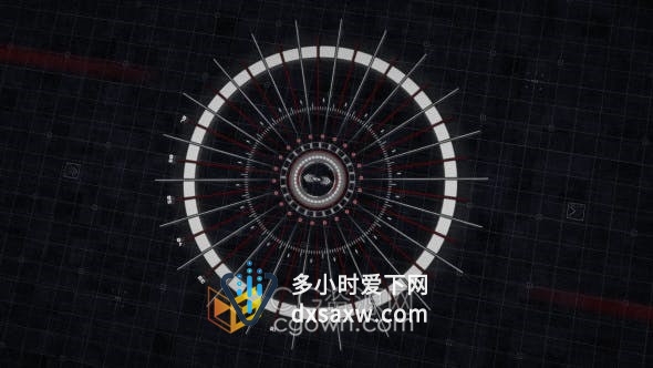HUD元素动画野圆形条线圆圈矩形网格图形动画效果-AE模板