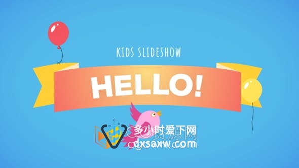 AE模板-儿童幻灯片宝贝孩子卡通有趣快乐幼儿园宣传视频片头