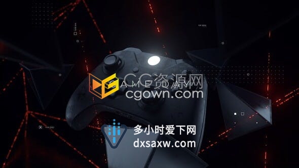 动态摄像机围绕游戏手柄旋转激光线条演绎科技游戏频道开场片头-AE模板