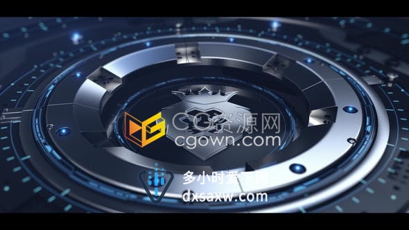 AE模板-科技信息图金属机器旋转场景打开展示LOGO视频片头效果