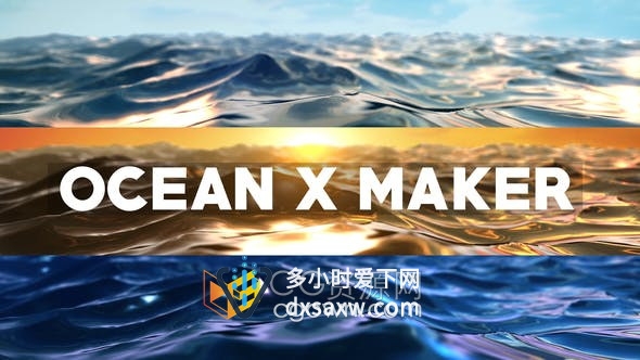 AE模板-4种3D超逼真海洋海面场景动画包括日光/日落/夜晚/顶视图
