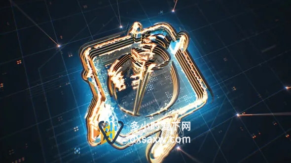 科技感霓虹灯能量电流网格动画演绎视频片头LOGO效果-AE模板