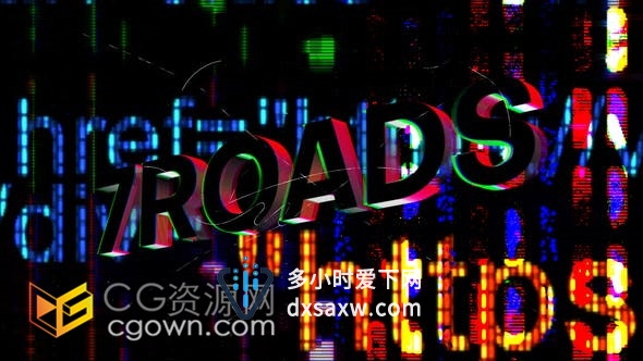 AE模板-彩色故障动画效果标志视频片头制作Glitch Logo
