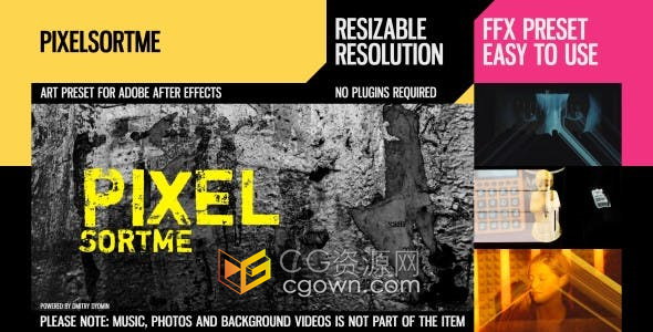 PixelSortMe快速制作创意像素拉伸动画特效效果视频-AE预设文件