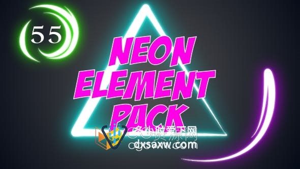 AE模板-55个霓虹灯元素能量光线动画形状Neon Element