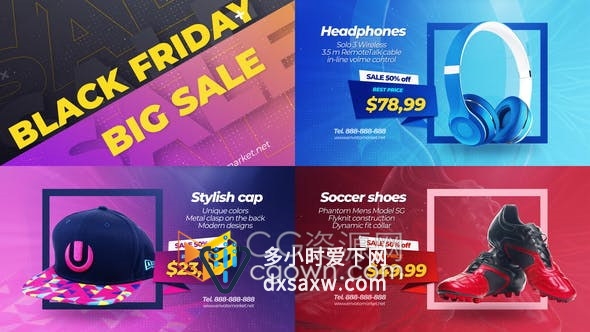 Black Friday Sale Promo互联网电子产品价格商品折扣商店宣传广告片-AE模板