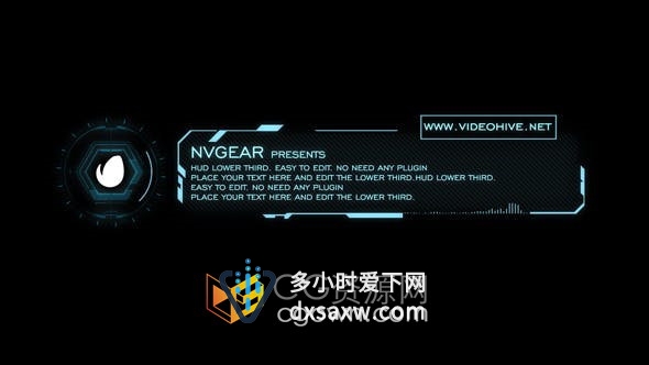 AE模板-抽象高科技HUD图形动画视频字幕条设计