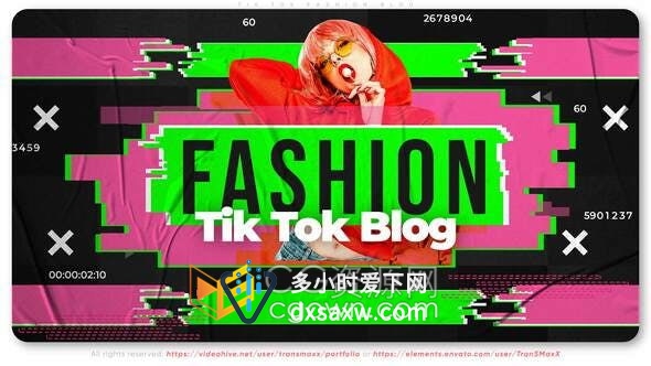 时髦故障效果抖音时尚频道介绍社交媒体有趣排版视频宣传广告-AE模板